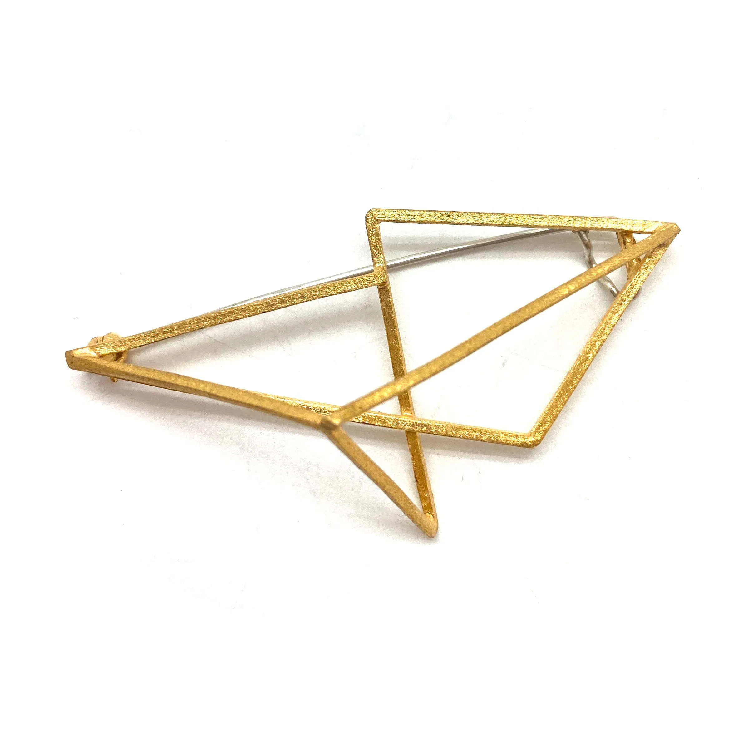 Golden Geometric 3D Brooch