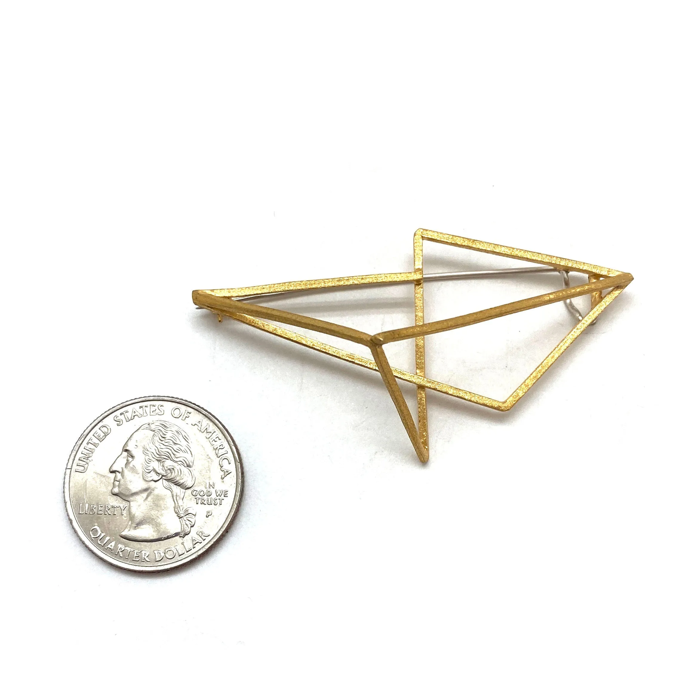 Golden Geometric 3D Brooch