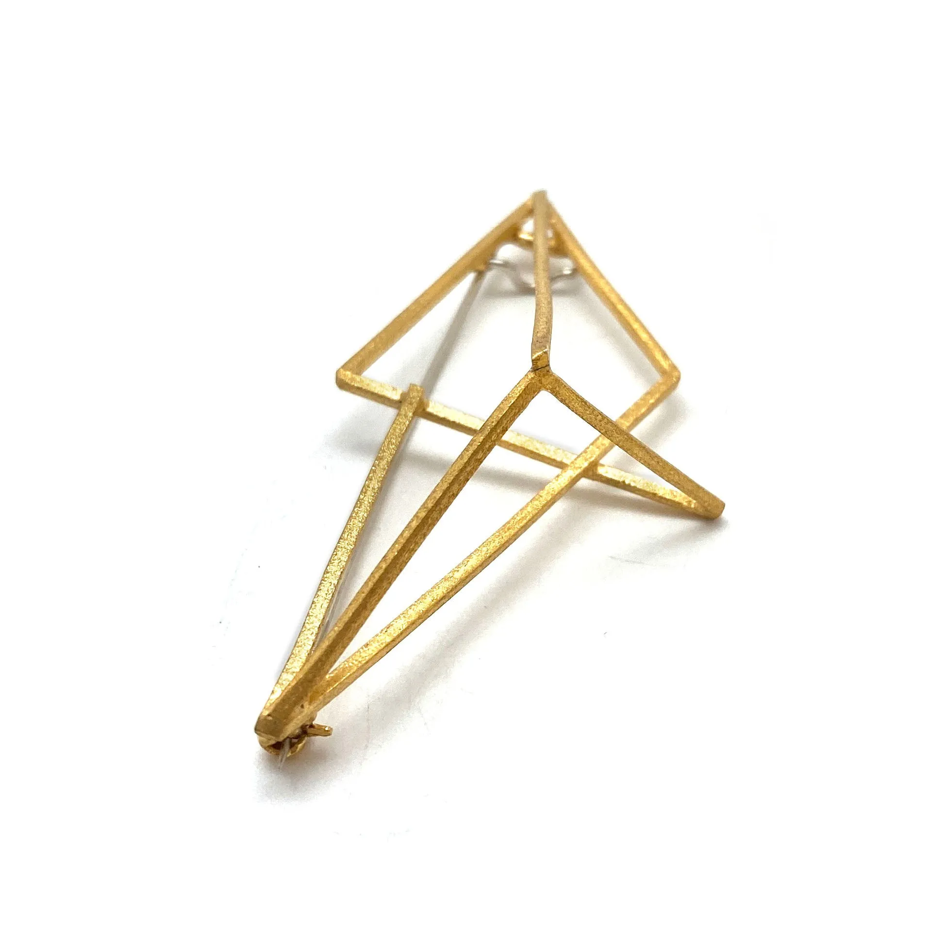 Golden Geometric 3D Brooch