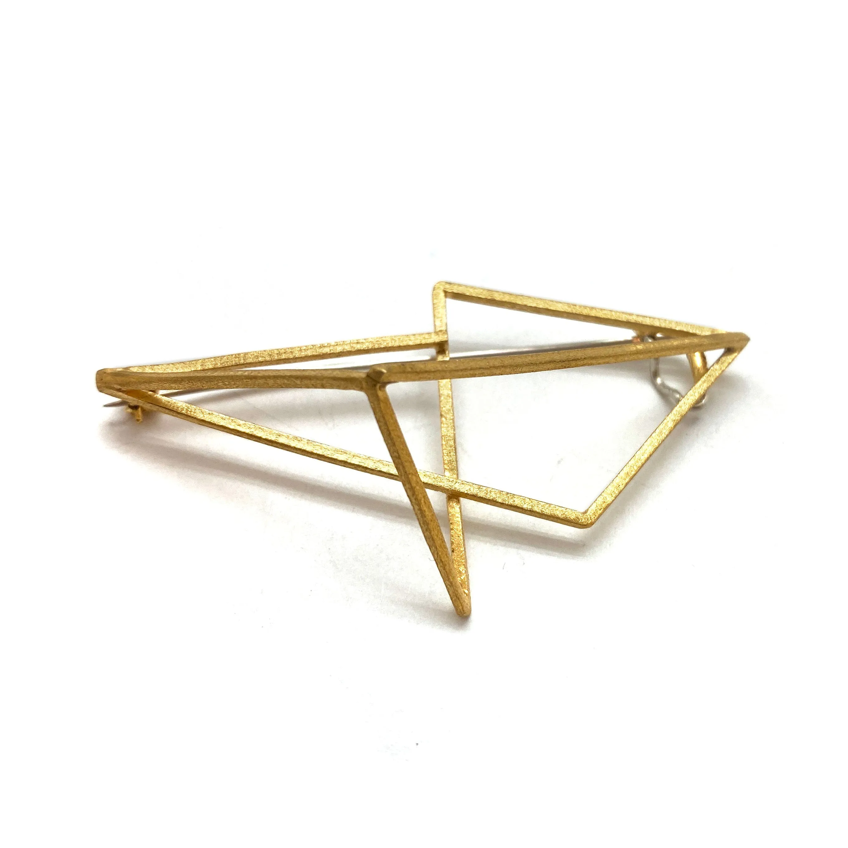 Golden Geometric 3D Brooch