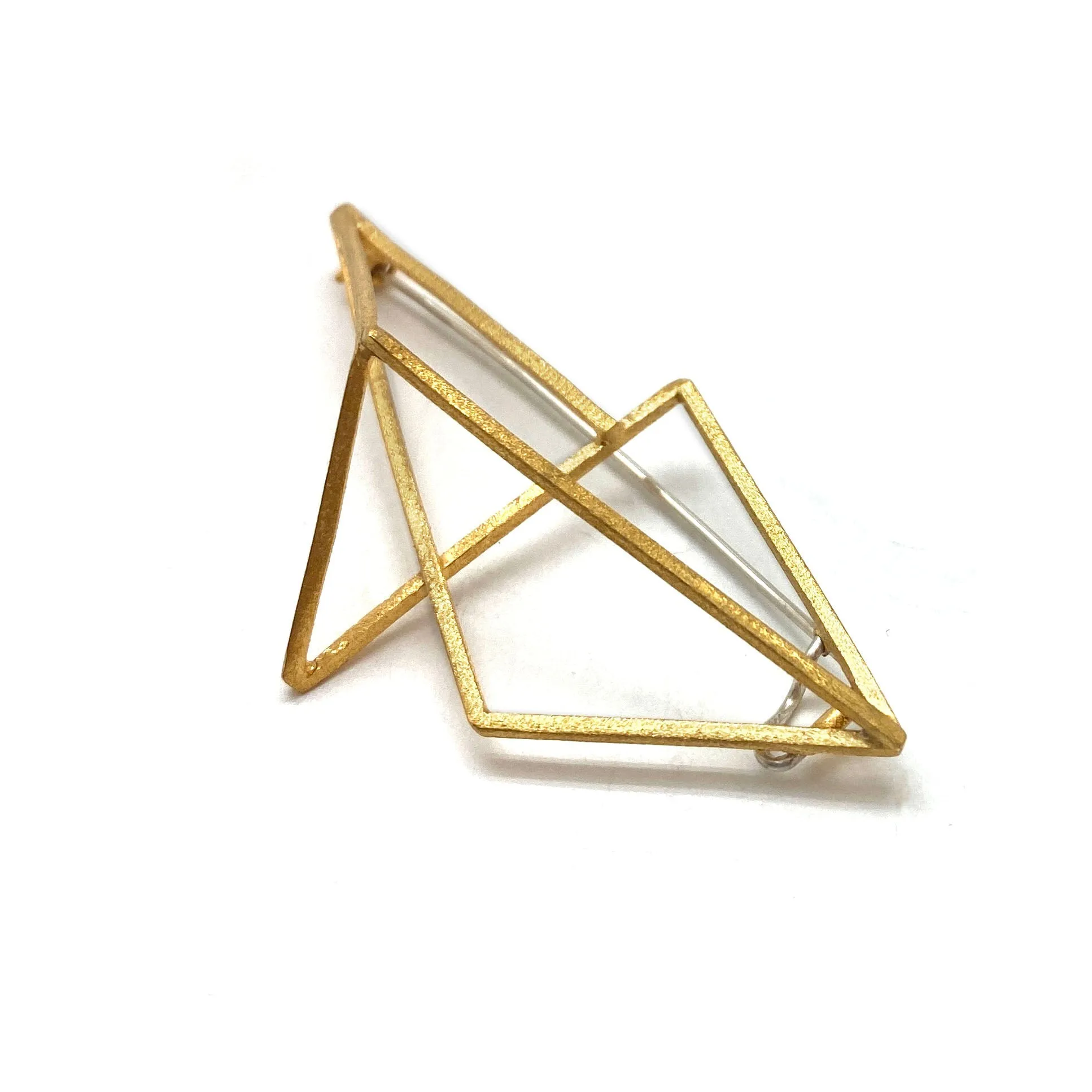 Golden Geometric 3D Brooch