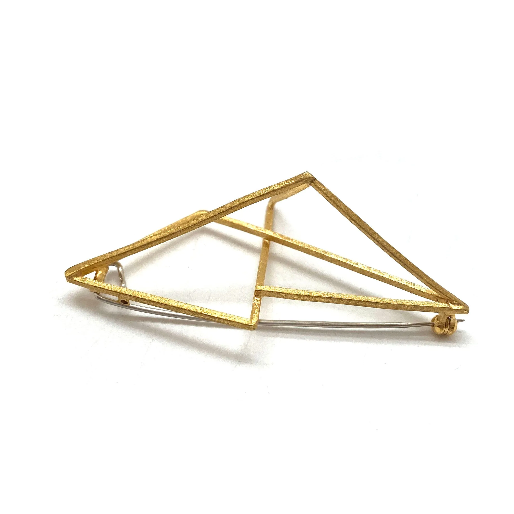 Golden Geometric 3D Brooch