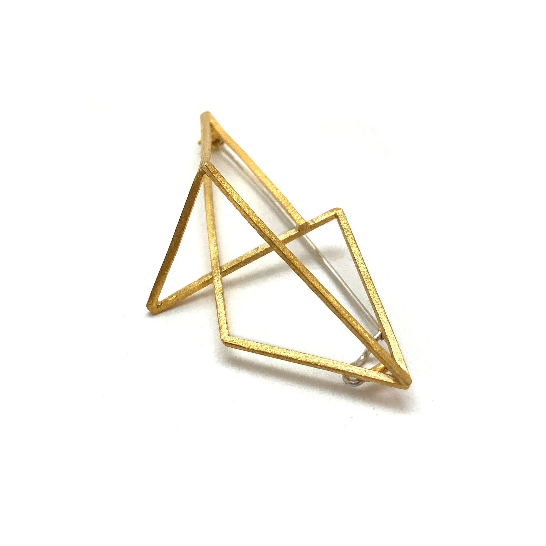 Golden Geometric 3D Brooch