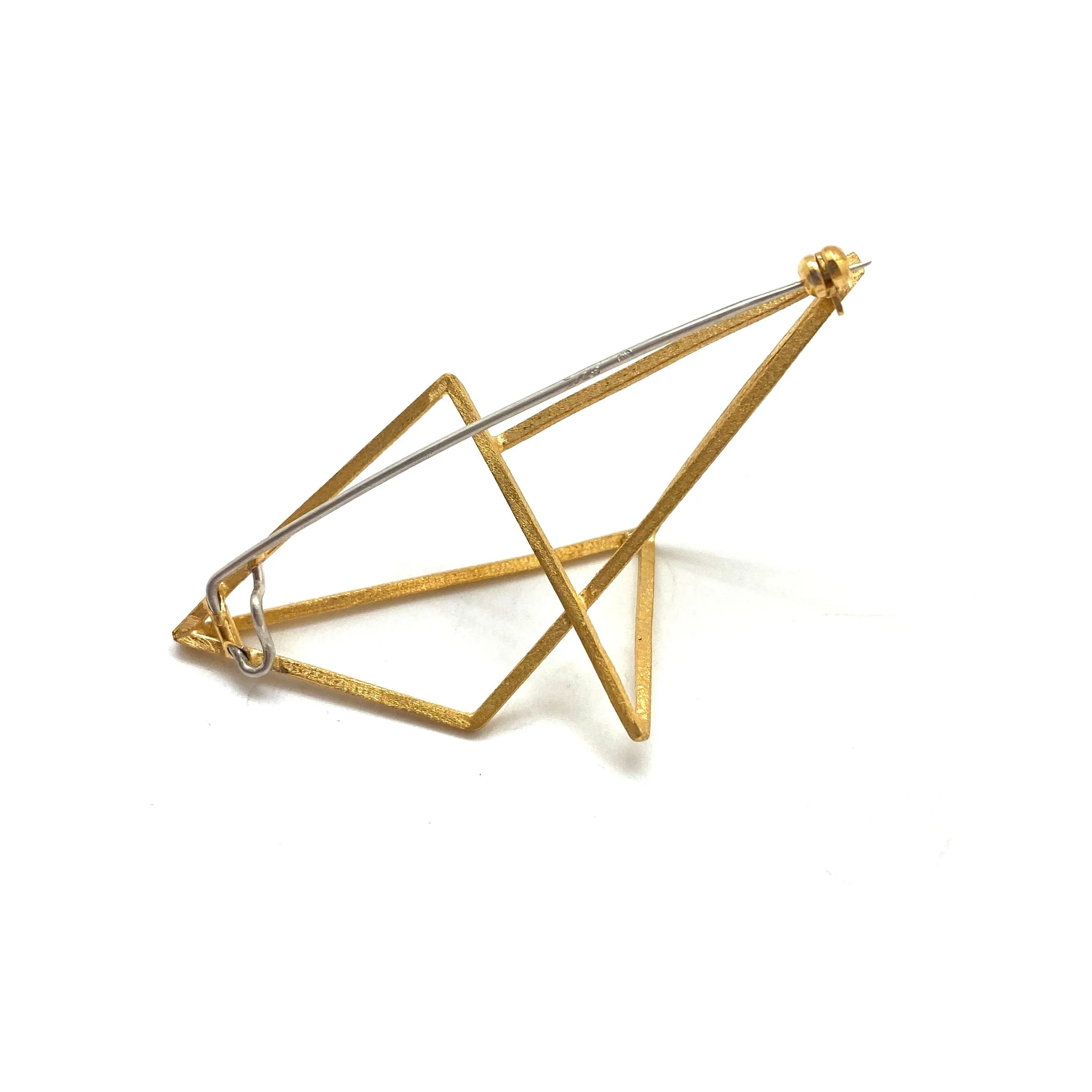 Golden Geometric 3D Brooch