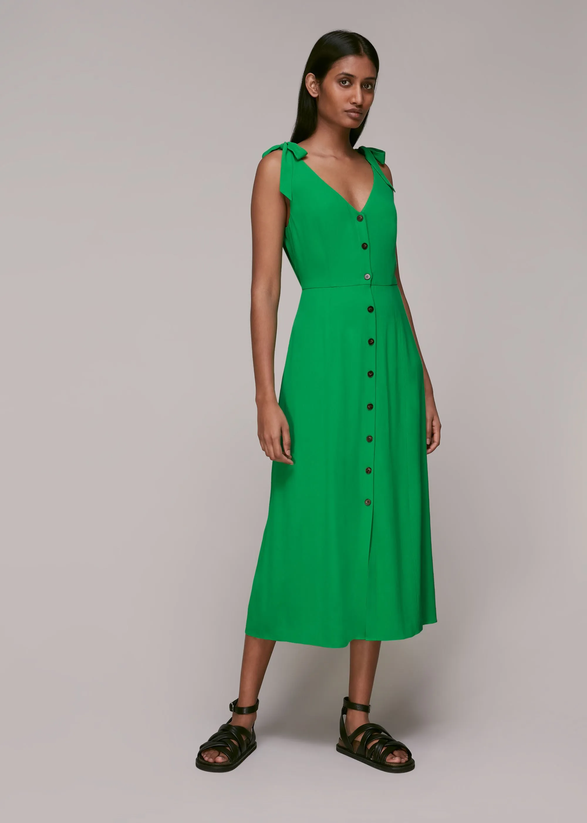 Green Hanna Tie Shoulder Dress