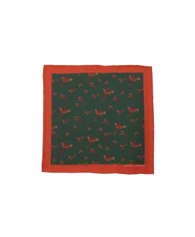 Green, Tan & Red Pheasant Pocket Square | He Spoke Style