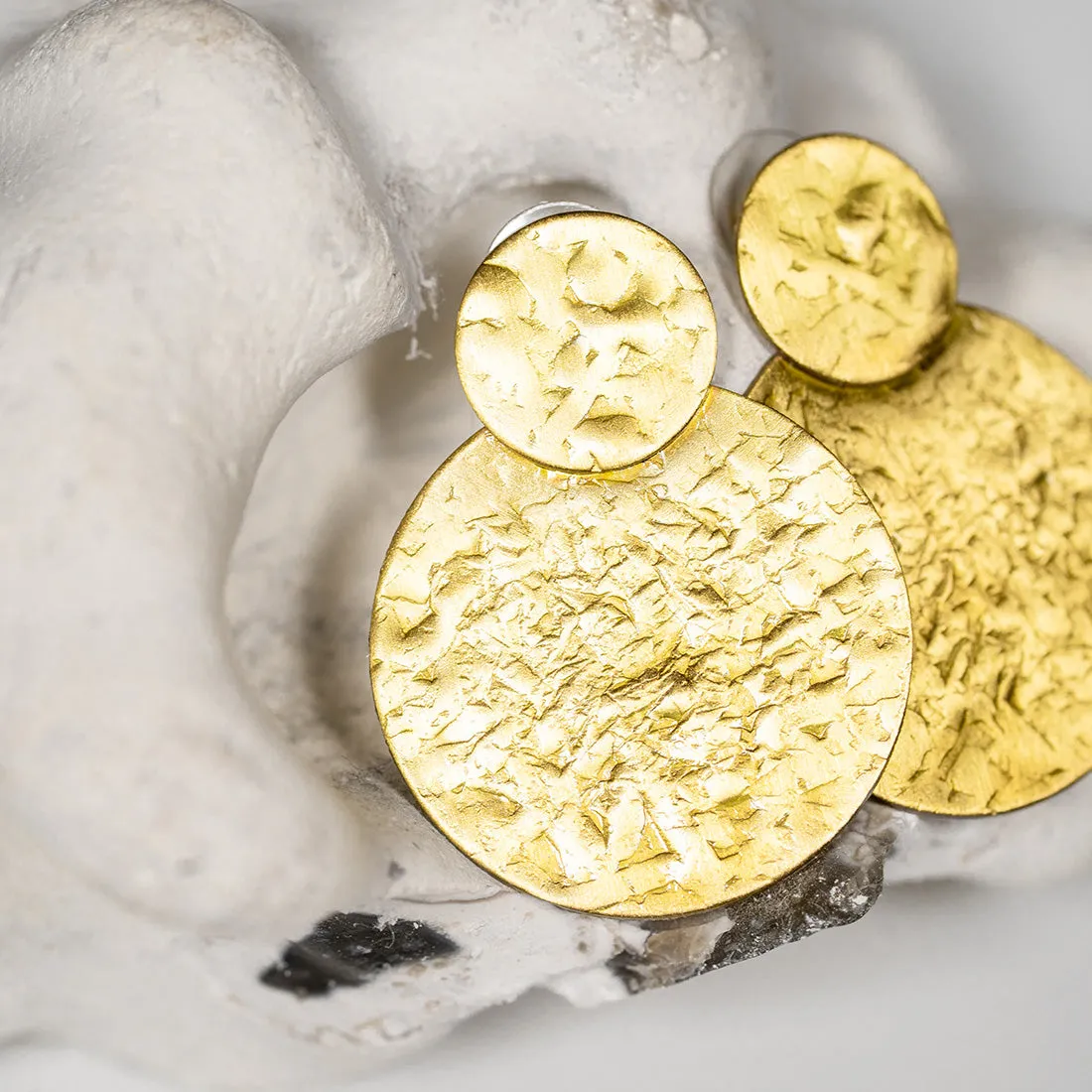 Hammered Gold Statement Earrings