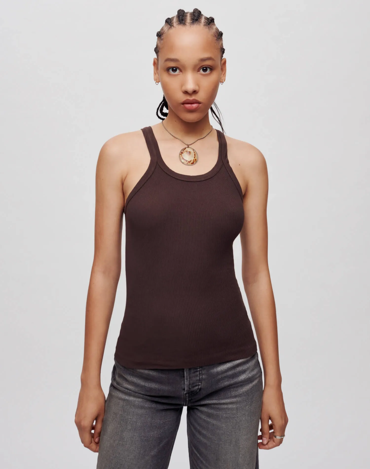 Hanes Ribbed Tank - Cocoa