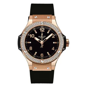 Hublot Big Bang Gold Diamonds Matte Black Dial Women's Watch 38 mm