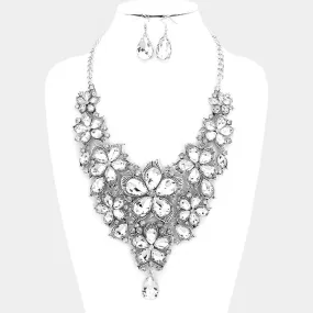 iLLASPARKZ Crystal rhinestone flower statement bib necklace