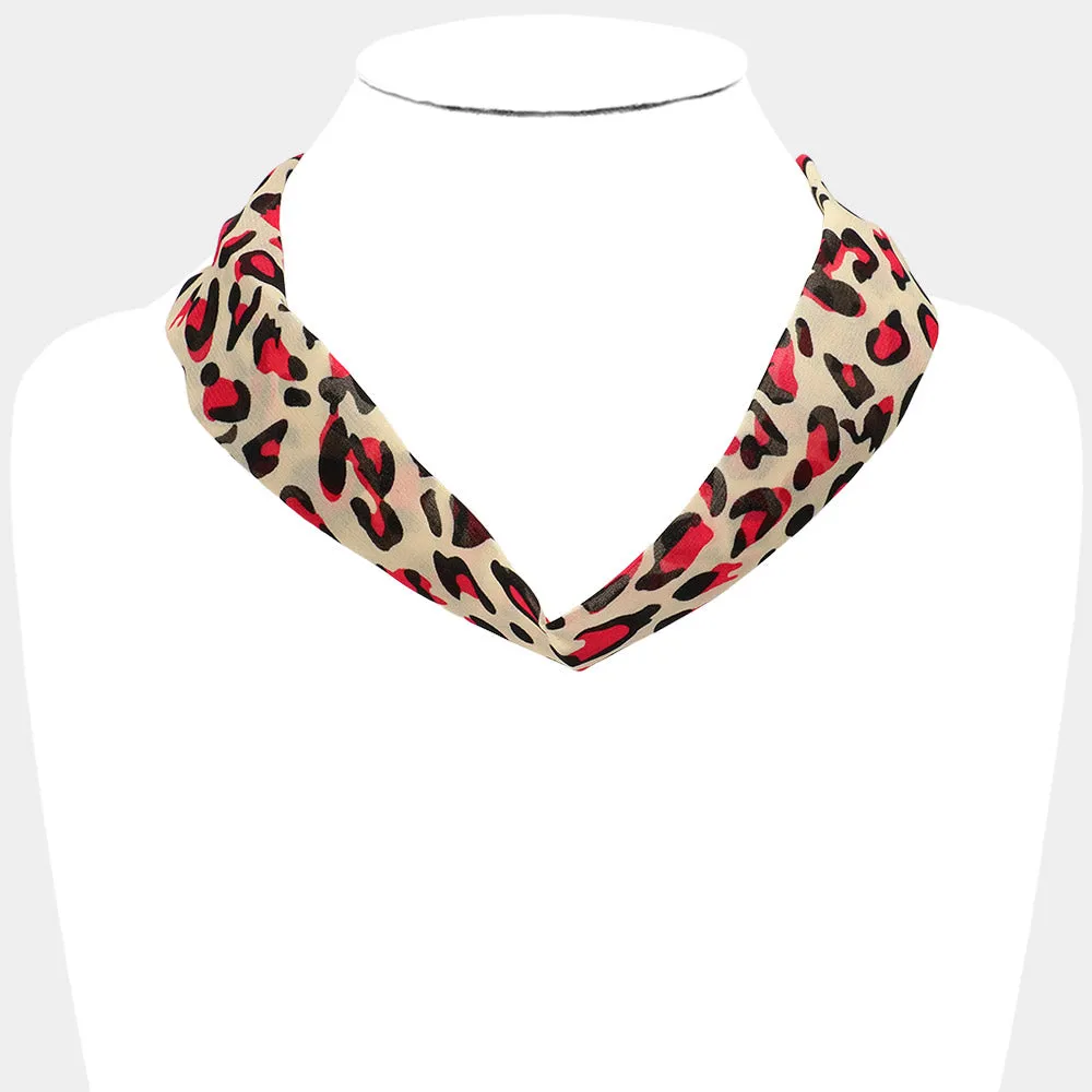 iLLASPARKZ Leopard Patterned Fabric Chiffon Necklace