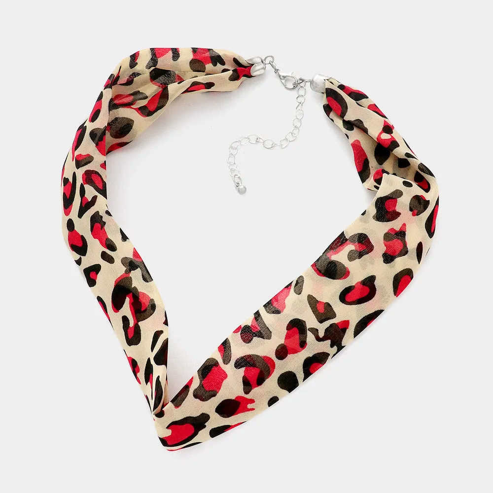 iLLASPARKZ Leopard Patterned Fabric Chiffon Necklace