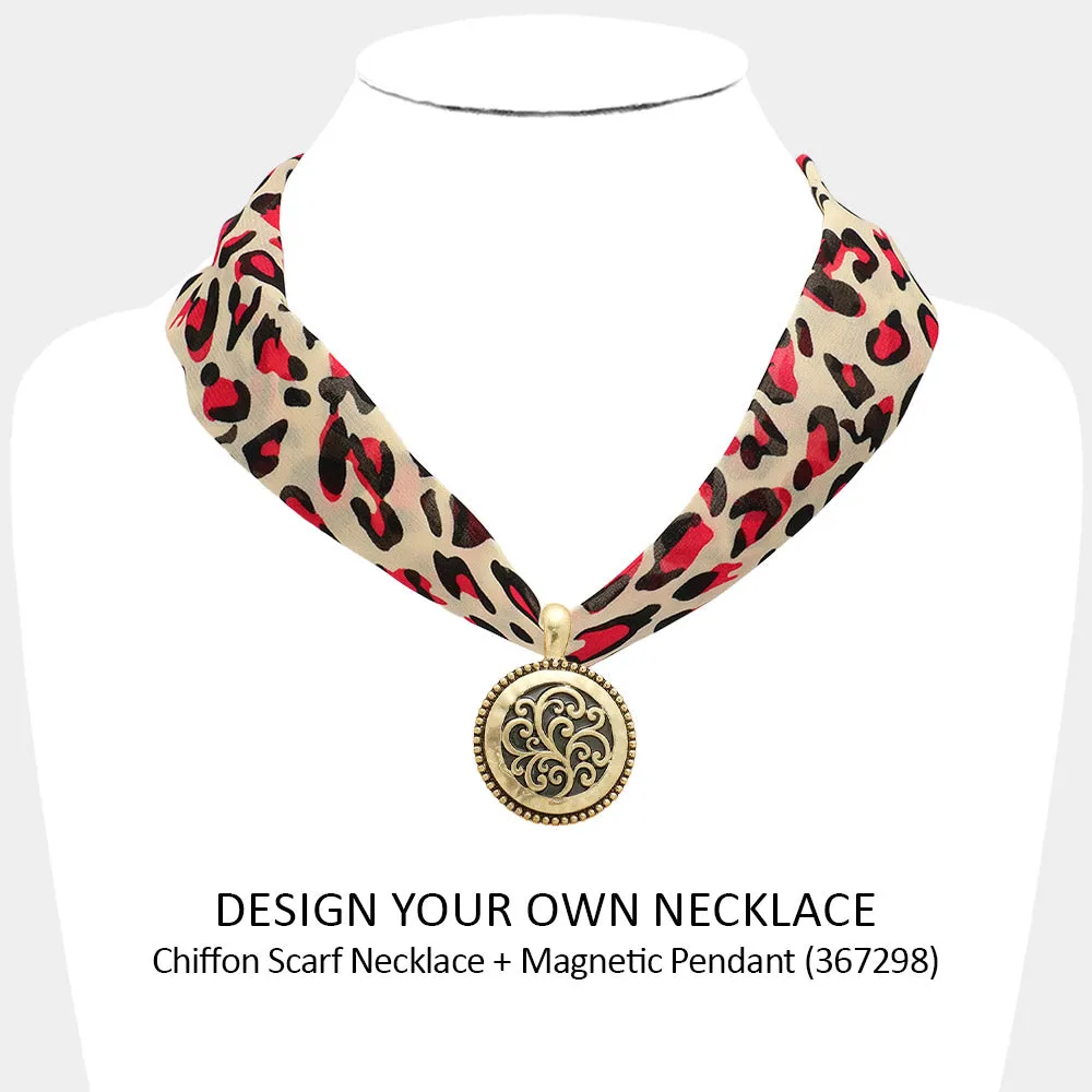 iLLASPARKZ Leopard Patterned Fabric Chiffon Necklace