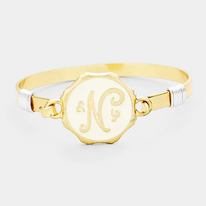 iLLASPARKZ 'N' Acrylic Monogram Metal Disc Hook Bracelet