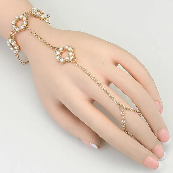 iLLASPARKZ Pearl Ring Hand Chain Bracelet