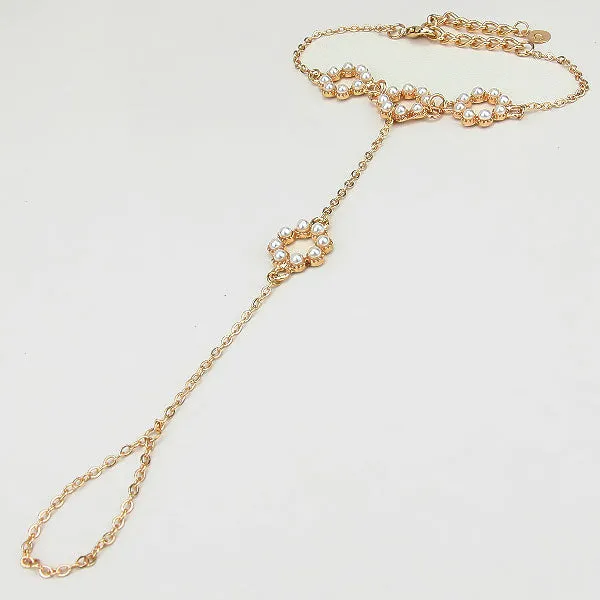 iLLASPARKZ Pearl Ring Hand Chain Bracelet