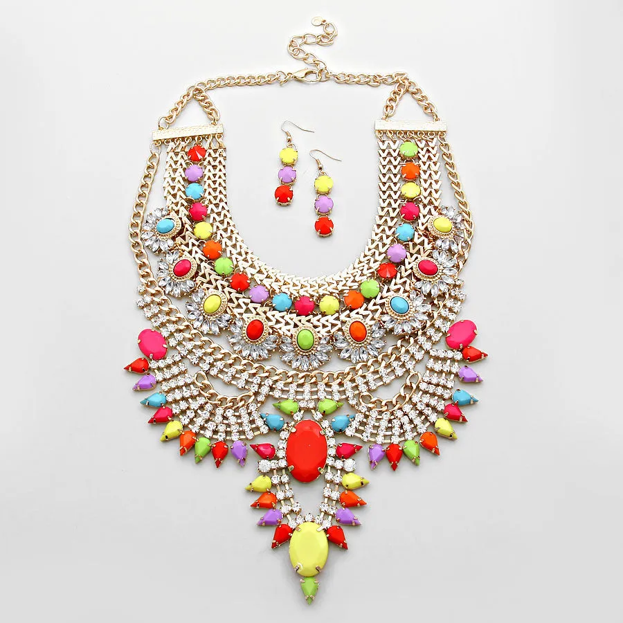 iLLASPARKZ SPIKE BAUBLE RHINESTONE ACCENTED STATEMENT NECKLACE