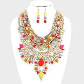 iLLASPARKZ SPIKE BAUBLE RHINESTONE ACCENTED STATEMENT NECKLACE