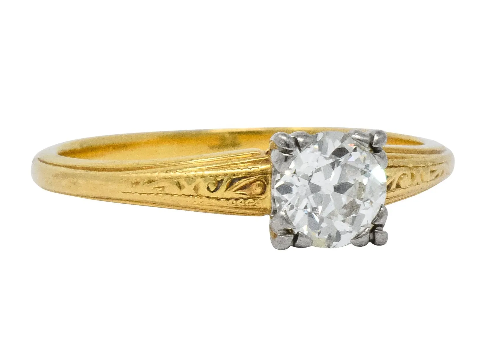 Jabel 1920's 0.90 CTW Diamond 18 Karat Gold Engagement Ring