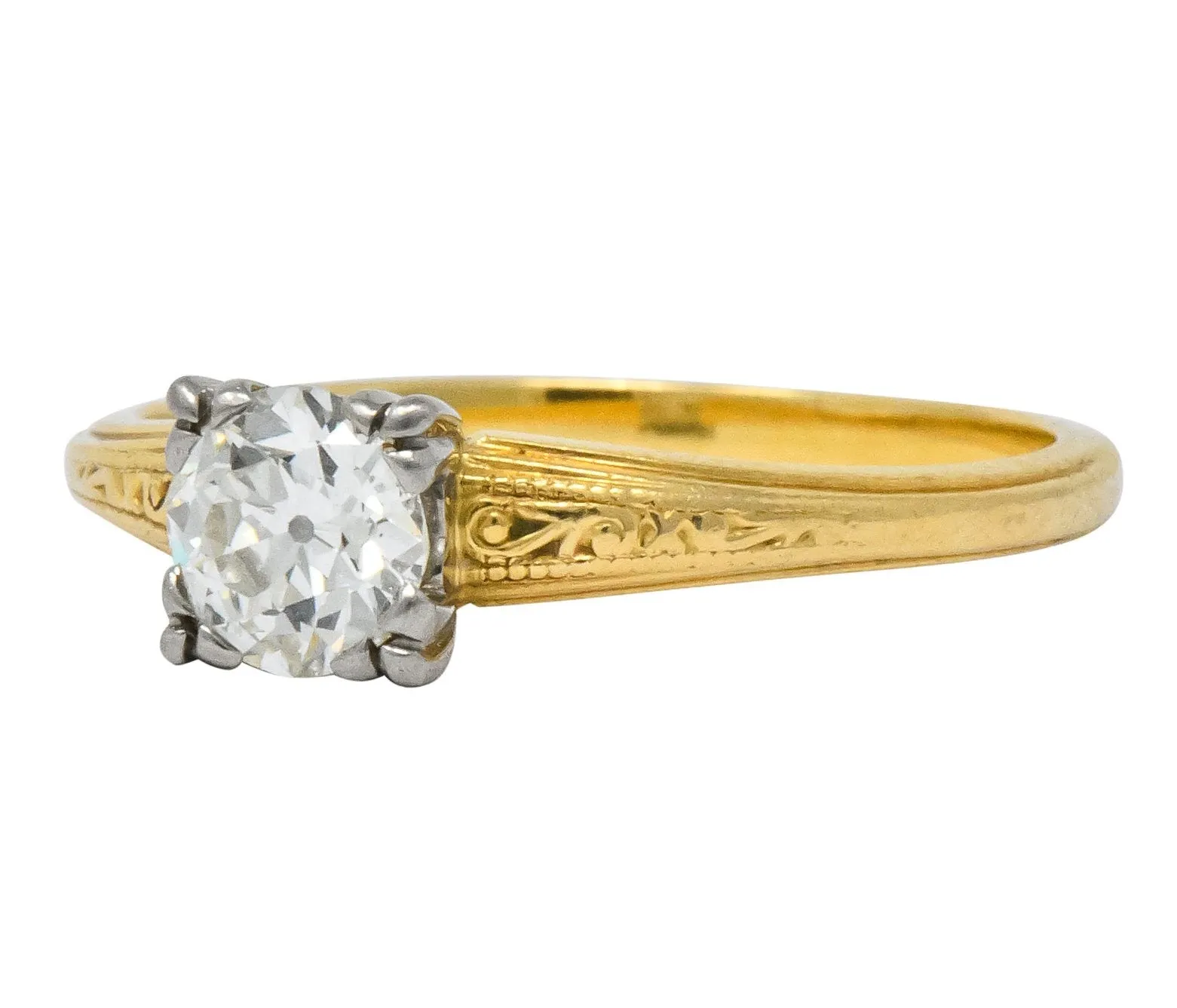 Jabel 1920's 0.90 CTW Diamond 18 Karat Gold Engagement Ring