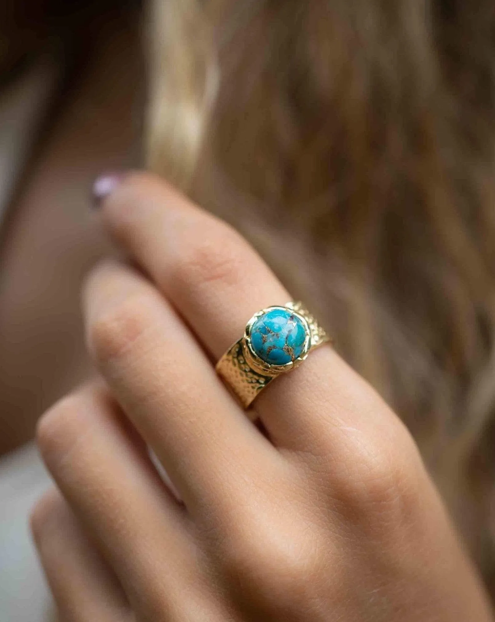 Jocelyn Ring * Turquoise *  Gold Plated * BJR251