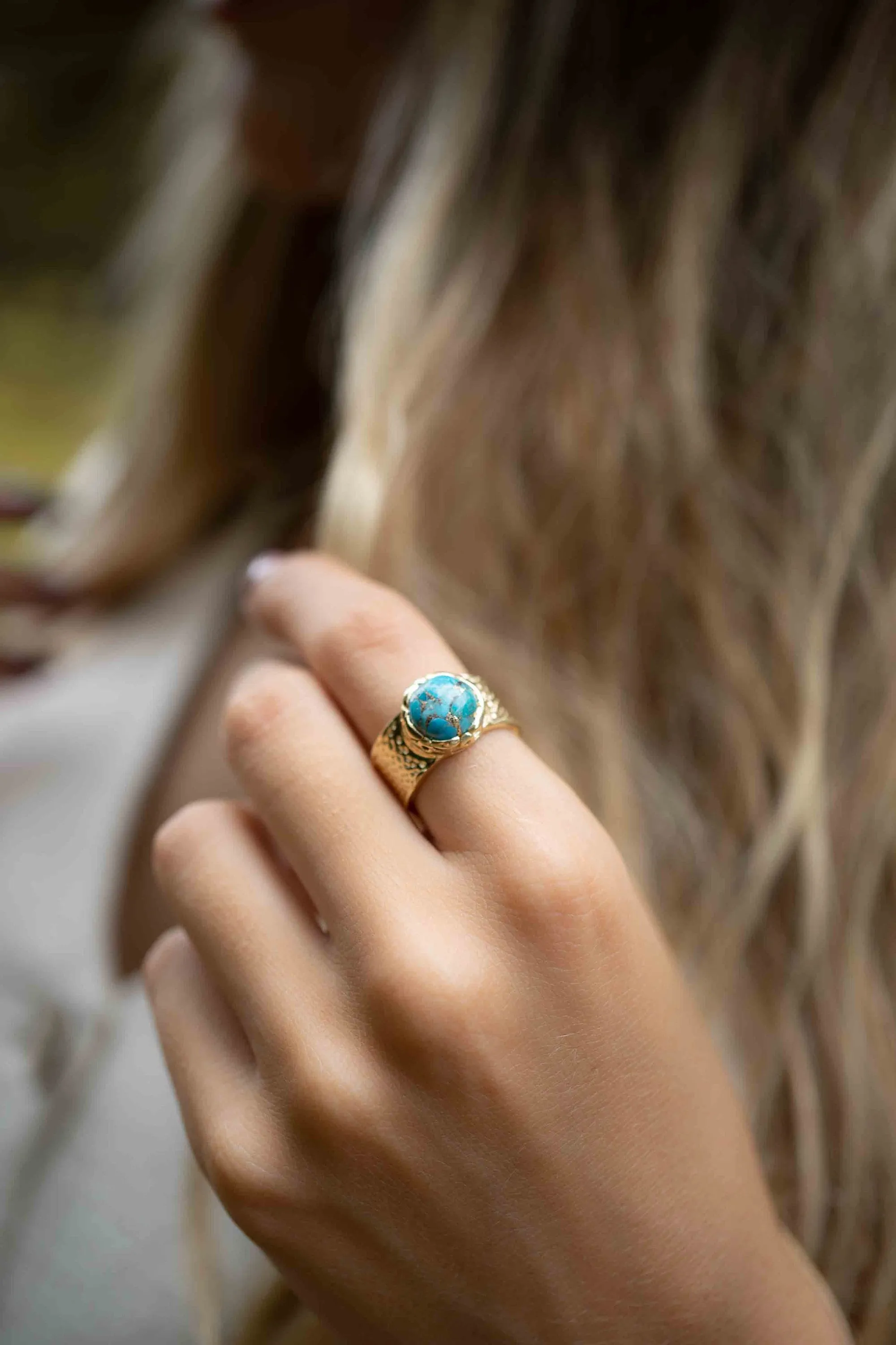 Jocelyn Ring * Turquoise *  Gold Plated * BJR251