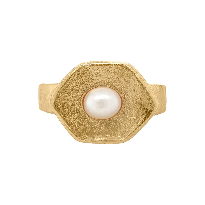 Kore Ring with Pearl - 18K Gold Plated