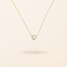 Lab Created 10K Gold Diamond Bezel Heart Necklace