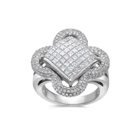 Ladies 14k White Gold With  2.40 CT Right Hand Ring