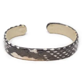 Leather Faux Lz Print Open Cuff Black Gold