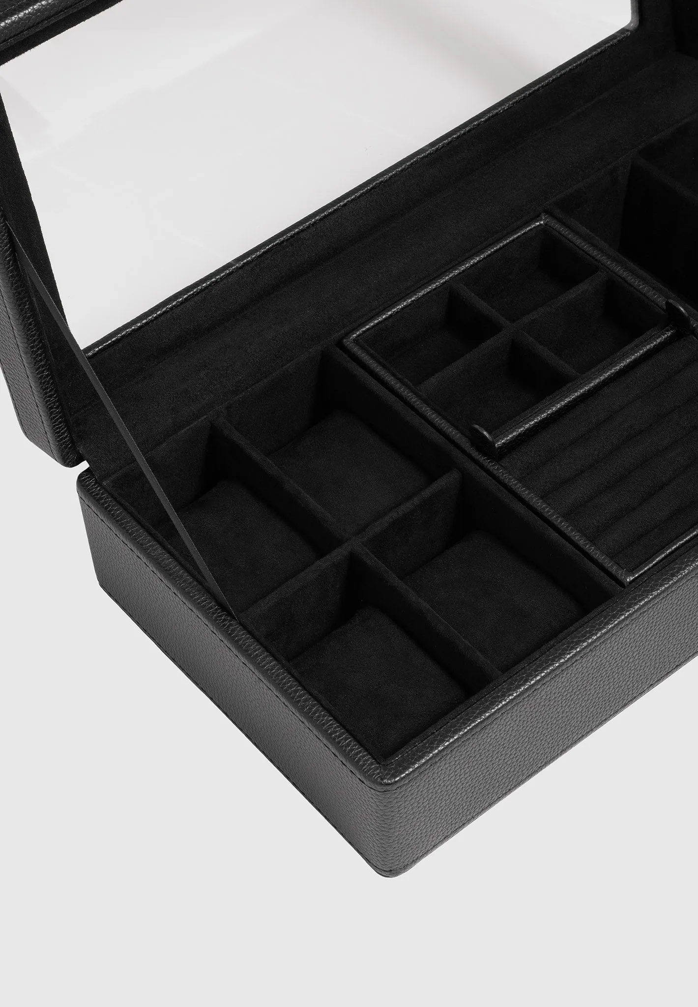 Leather Watch and Jewellery Box - Black