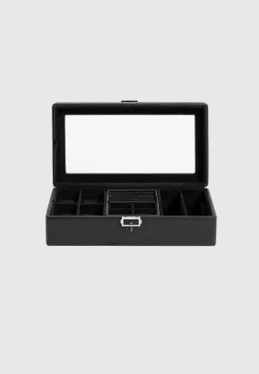 Leather Watch and Jewellery Box - Black