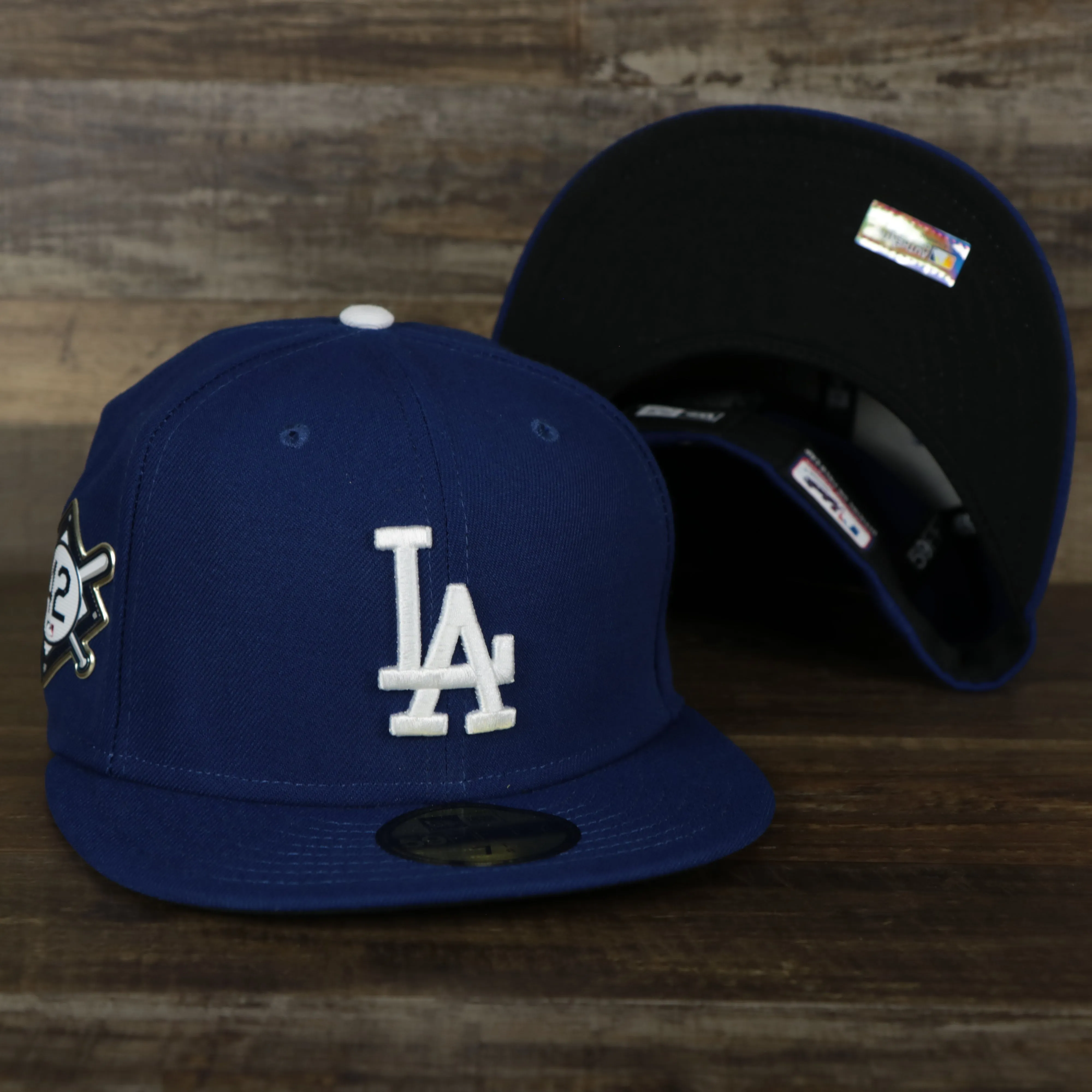 Los Angeles Dodgers Jackie Robinson Side Patch 59Fifty Black Bottom Fitted Cap | Royal Blue