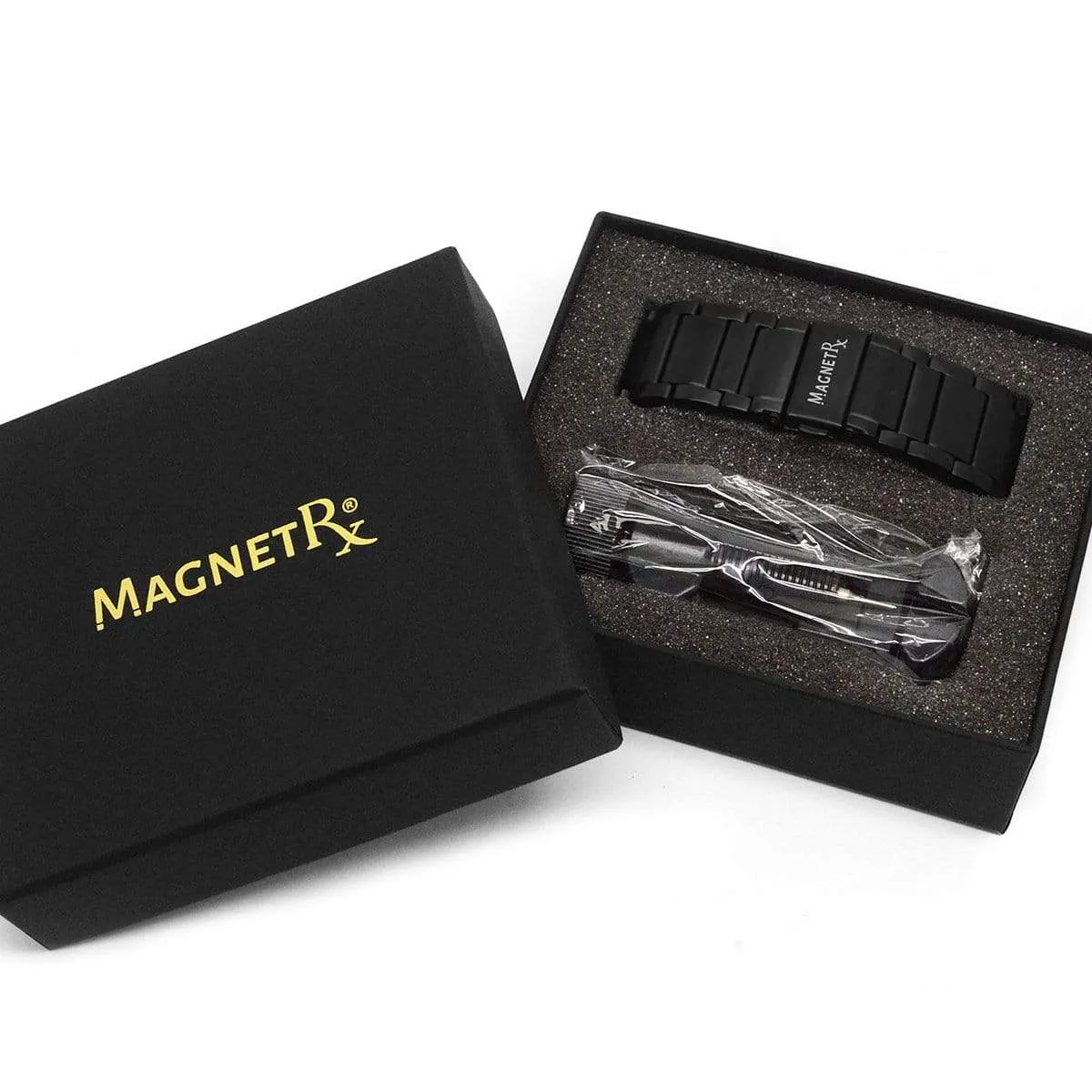 Magnetic Therapy Apple Watch Band Black Stainless Steel