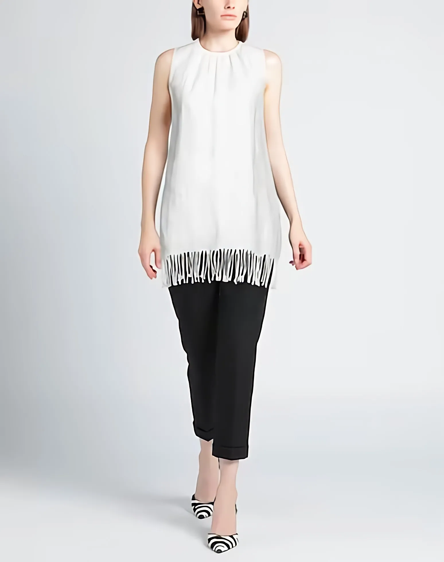 MaxMara  |Linen Sleeveless Plain Fringes Tanks & Camisoles