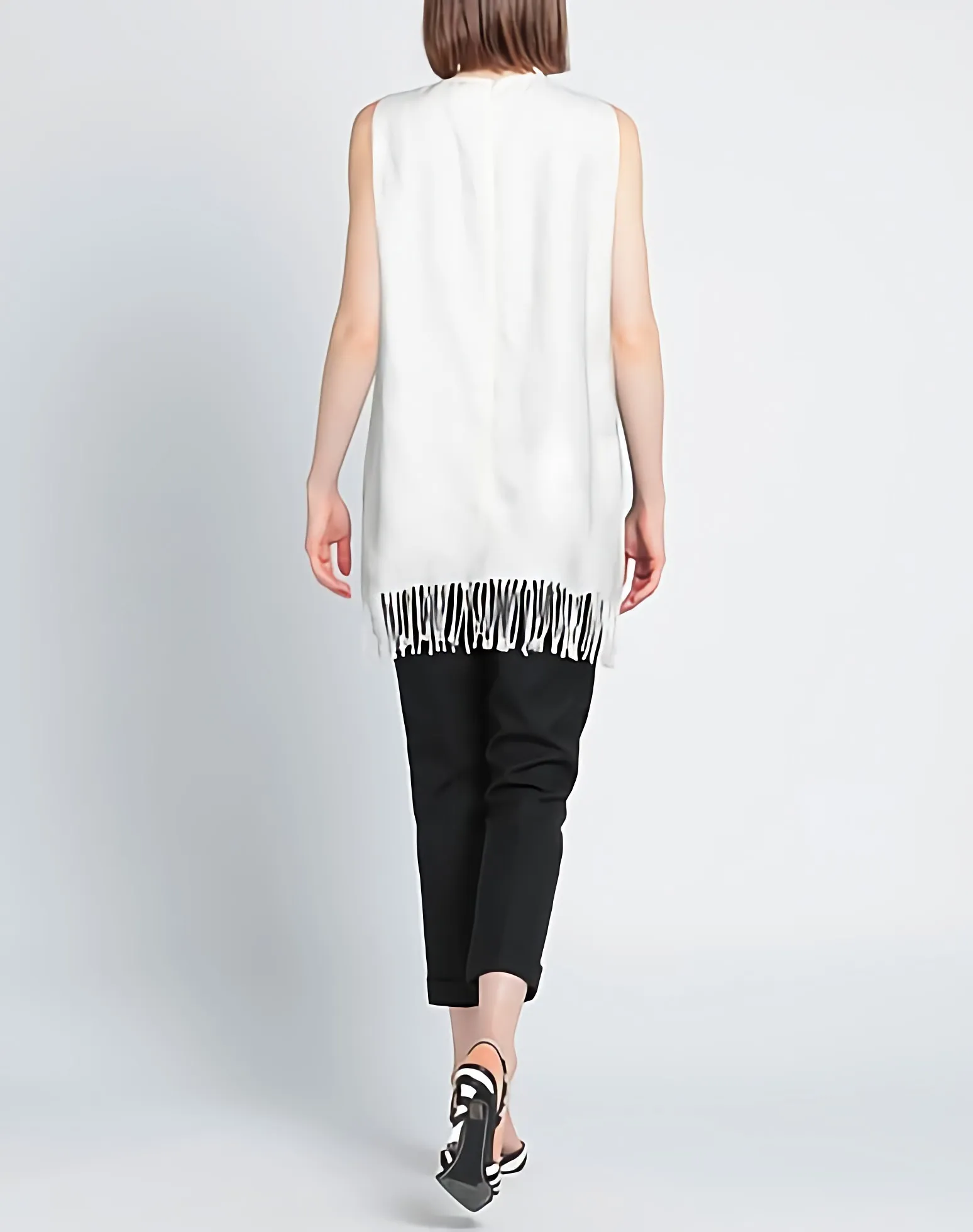 MaxMara  |Linen Sleeveless Plain Fringes Tanks & Camisoles