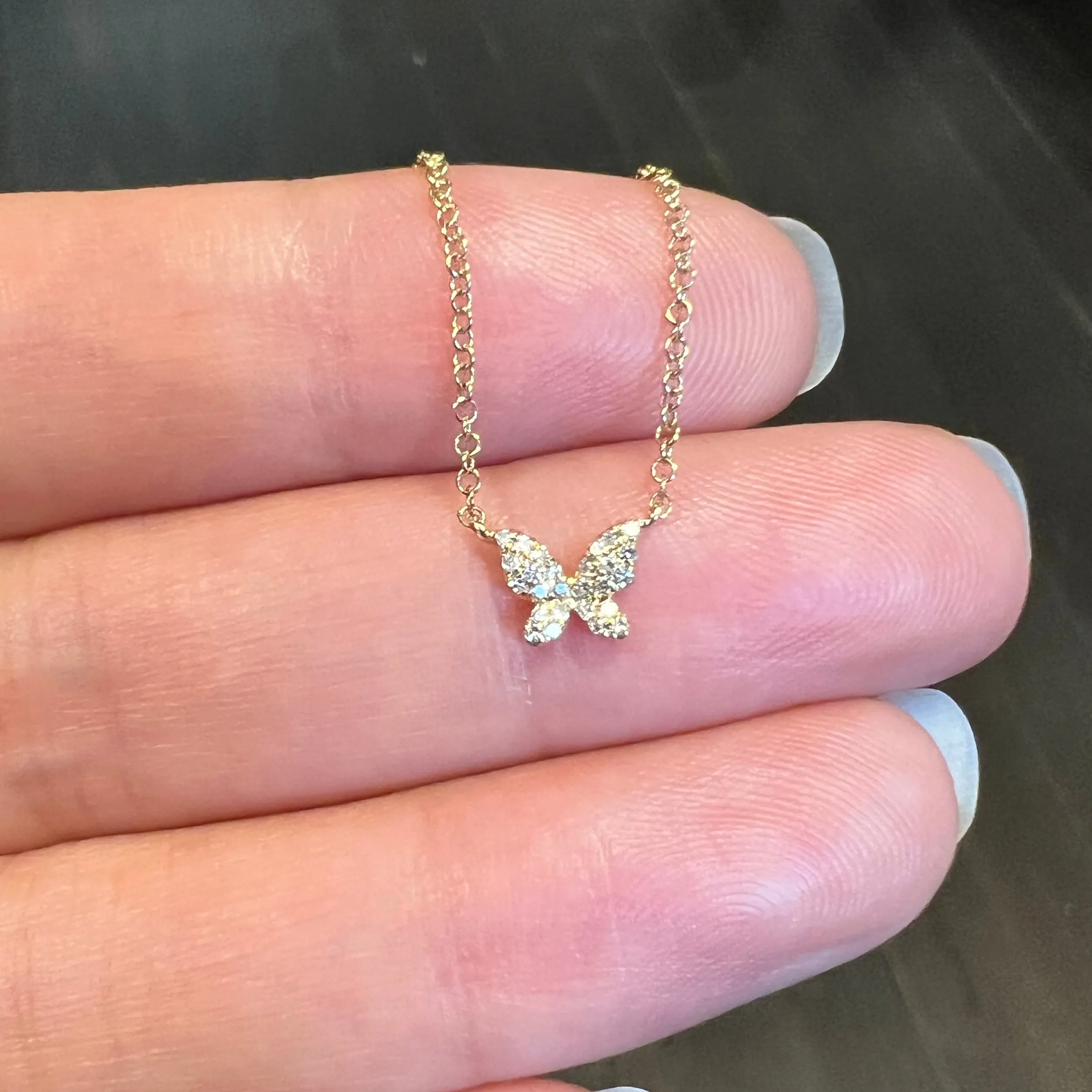 Mini Butterfly Necklace With Diamonds