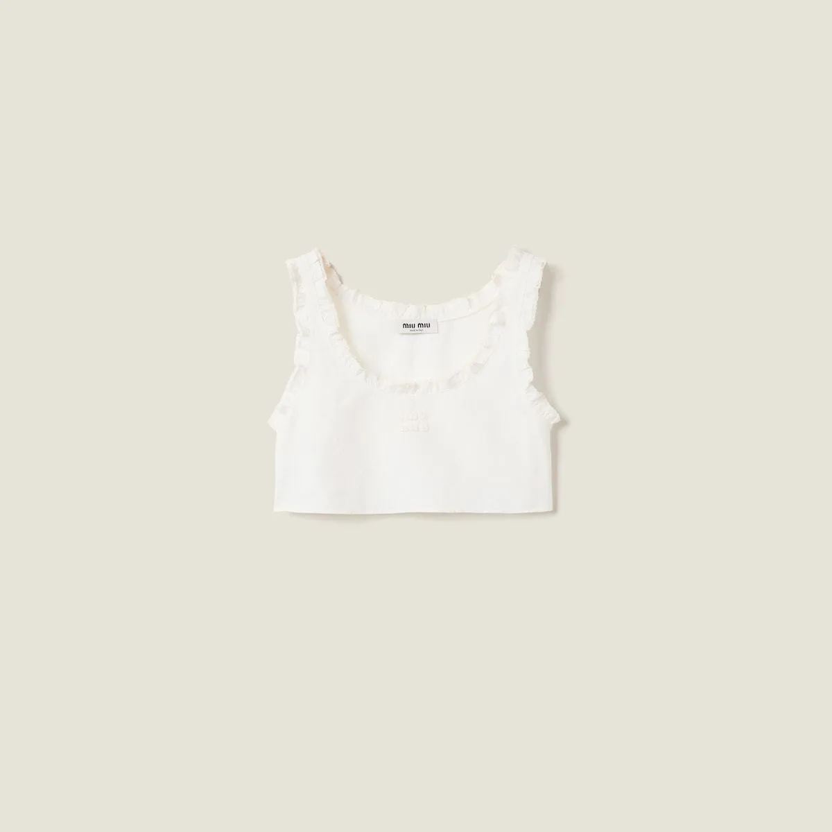 MiuMiu  |Linen Sleeveless Plain Logo Tanks & Camisoles