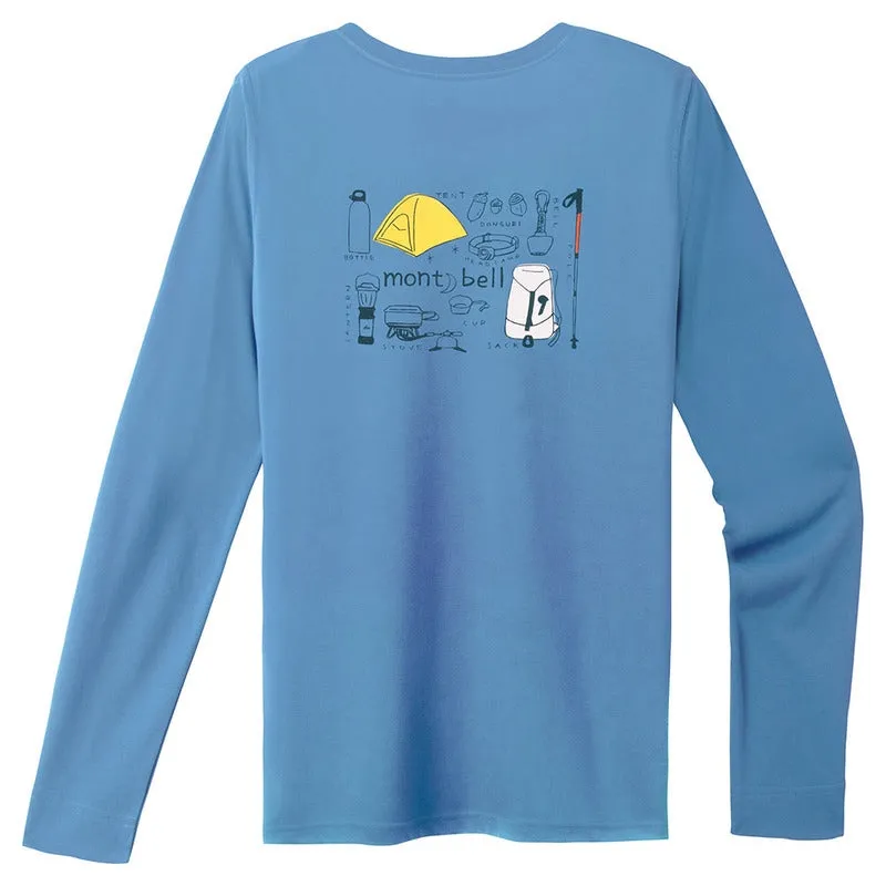 Montbell T-Shirt Women's Wickron Long Sleeve T Mountain Gear - Everyday Hiking Trekking Firstlayer