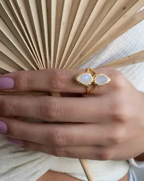 Moonstone Gold Plated Ring *  Statement Ring * Gemstone Ring * Rainbow Moonstone * Gold Ring  * BJR307