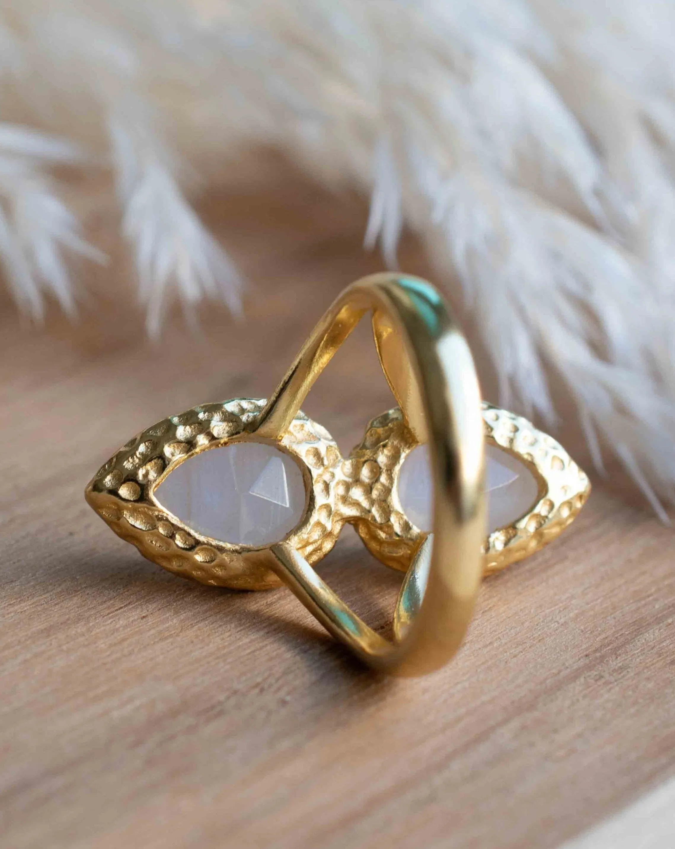 Moonstone Gold Plated Ring *  Statement Ring * Gemstone Ring * Rainbow Moonstone * Gold Ring  * BJR307