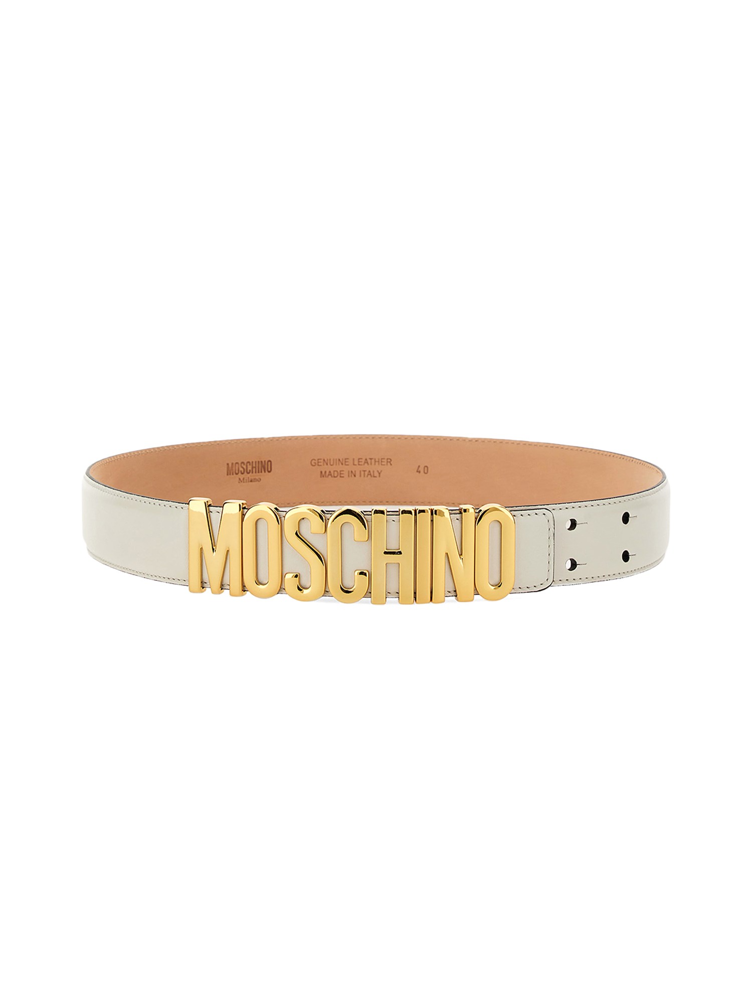 MOSCHINO    LEATHER BELT WITH LETTERING LOGO