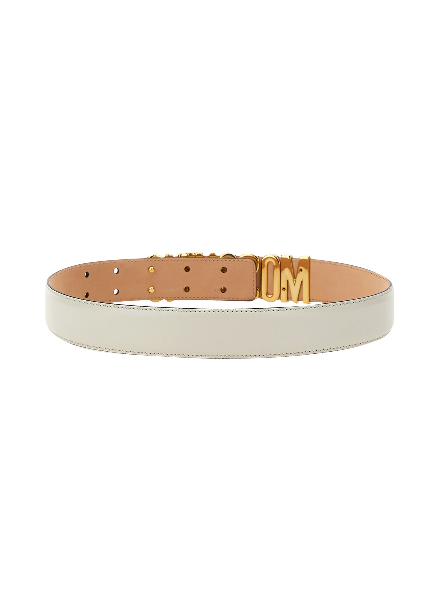 MOSCHINO    LEATHER BELT WITH LETTERING LOGO