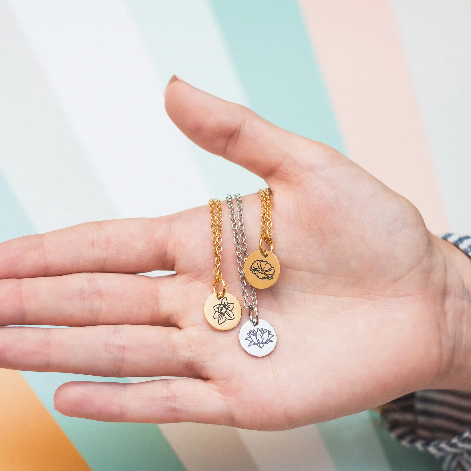 Multi Birth Flower Charm Necklace