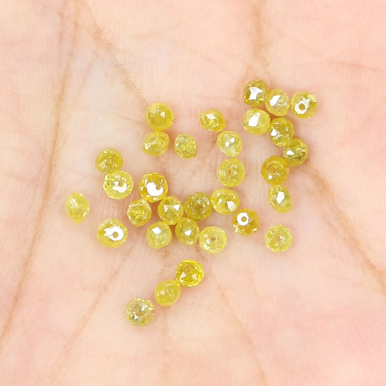 Natural Loose Bead Yellow Color Diamond 2.23 CT 2.10 MM Bead Shape Rose Cut Diamond L1705