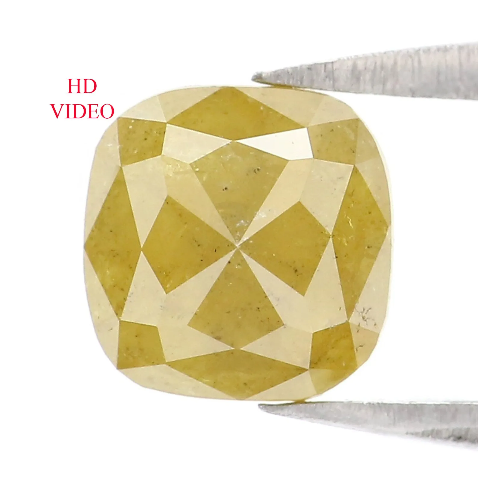 Natural Loose Cushion Yellow Color Diamond 1.37 CT 6.40 MM Cushion Shape Rose Cut Diamond KR2259