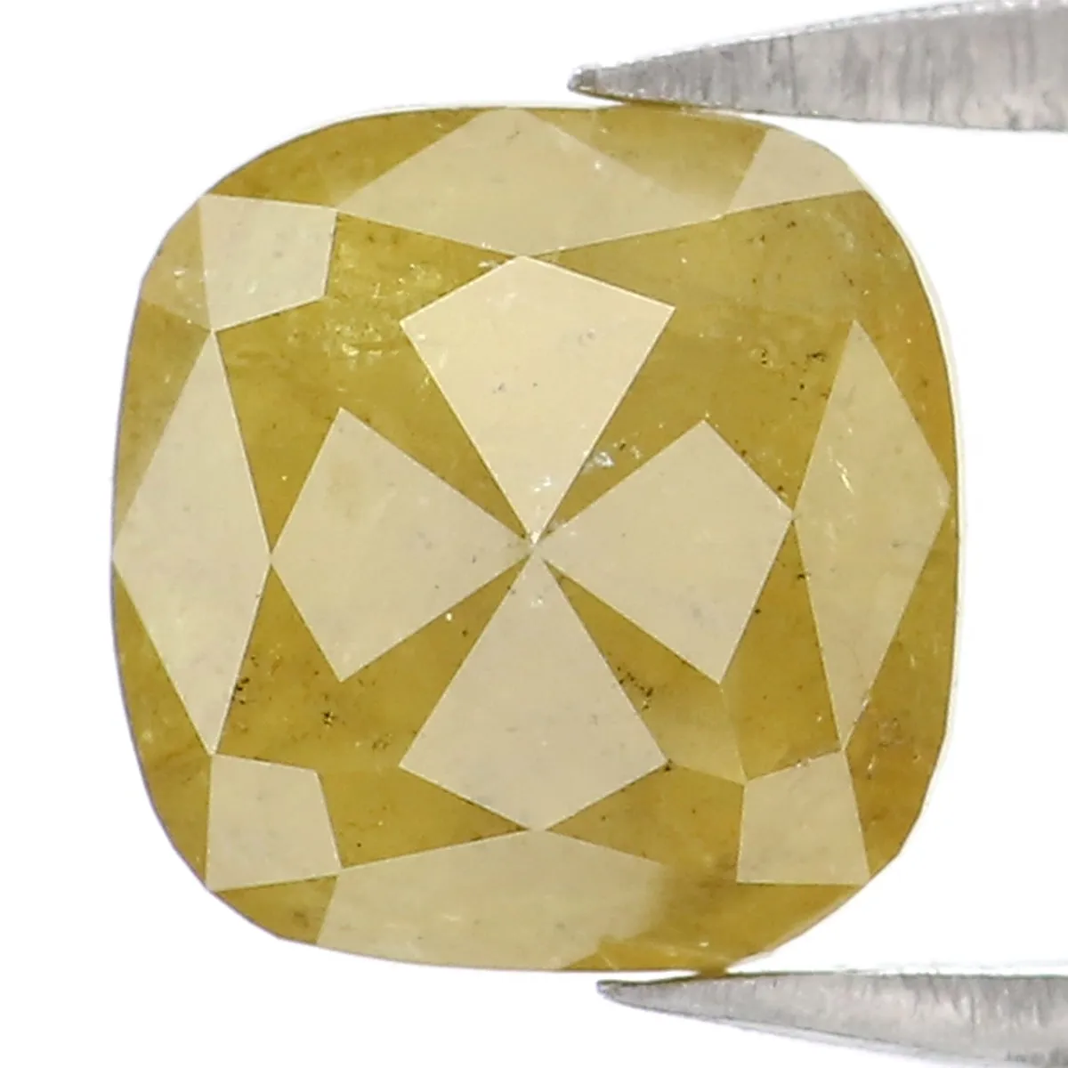 Natural Loose Cushion Yellow Color Diamond 1.37 CT 6.40 MM Cushion Shape Rose Cut Diamond KR2259