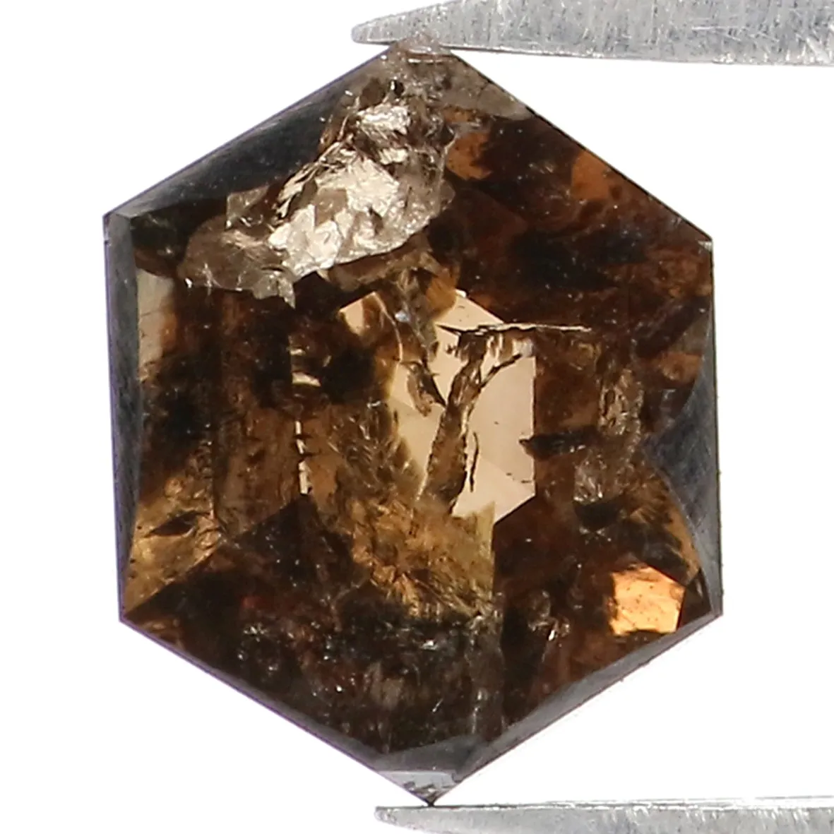 Natural Loose Diamond Hexagon Brown Color I3 Clarity 6.90 MM 0.89 Ct L7448