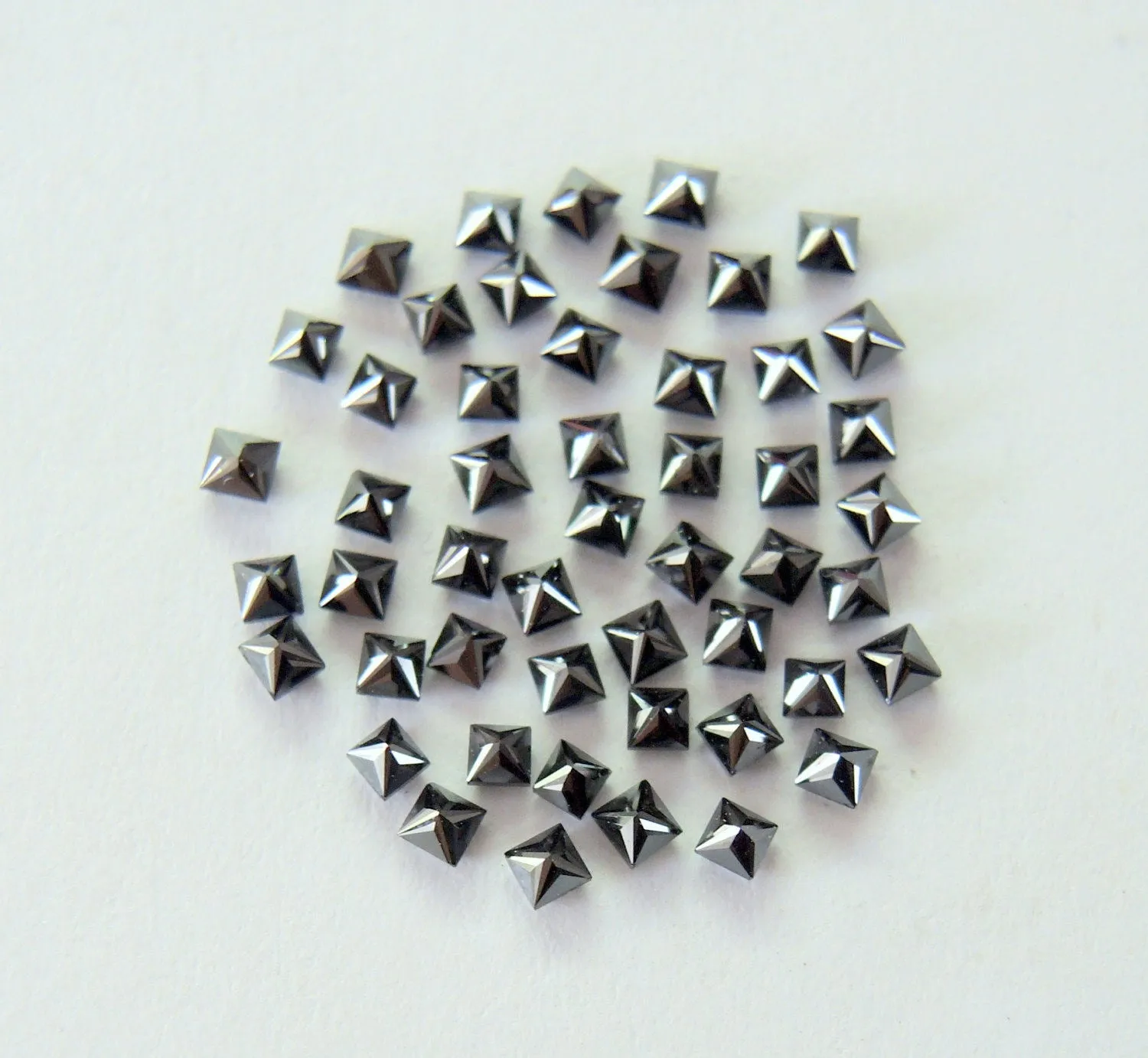 Natural Loose Diamond Princess Black Color I3 Clarity AAA Grade 1.5 To 1.5 MM 5 Pcs Lot Q46-1