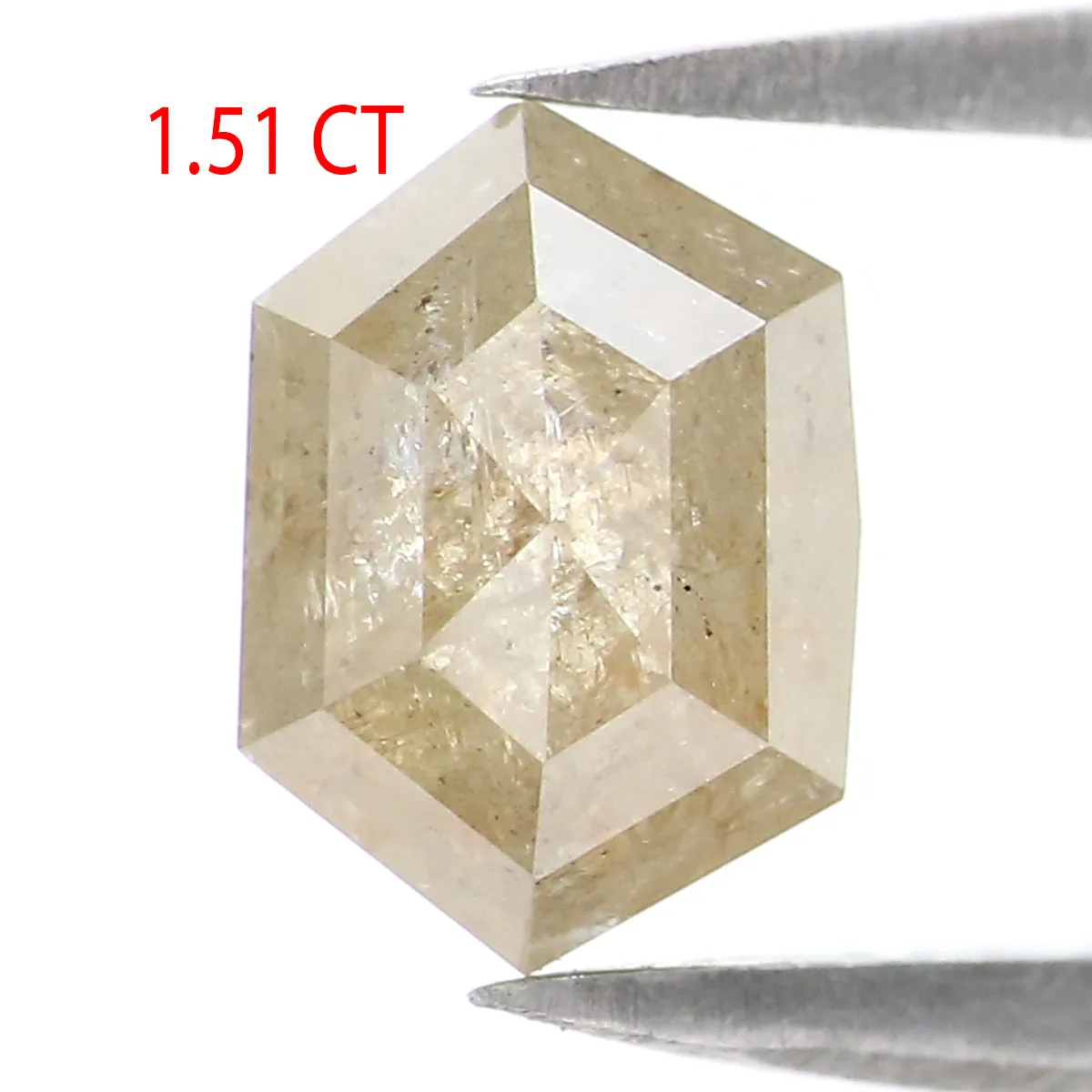 Natural Loose Hexagon Diamond Grey Yellow Color 1.51 CT 7.80 MM Hexagon Shape Rose Cut Diamond KR1613